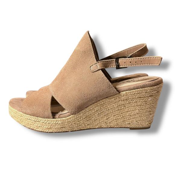 Vince Camuto Espadrille Wedge Sandals Womens Beige Suede Sling Back 10M - Picture 3 of 9